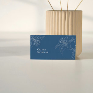 Elegante blaue Floral Visitenkarte Minimalistisc