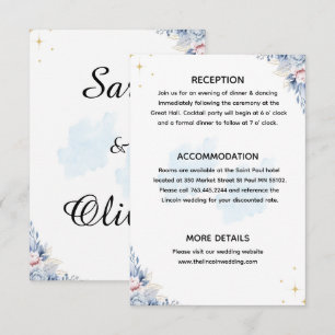 Elegante Blaue Florale Aquarellmalerei Begleitkarte
