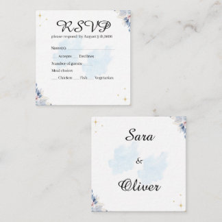 Elegante Blaue Florale Aquarellmalerei Quadratische Visitenkarte