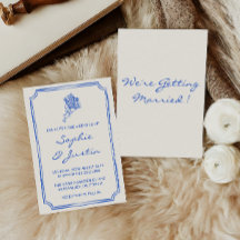 Elegante blaue florale handgeschriebene Hochzeitss