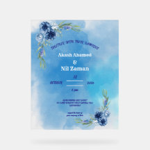 Elegante blaue florale Hochzeitseinladung
