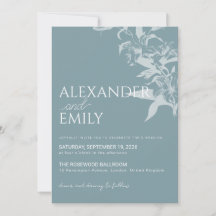 Elegante blaue florale Hochzeitseinladung
