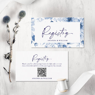 Elegante blaue florale Hochzeitsgeschenkeliste Kar Begleitkarte