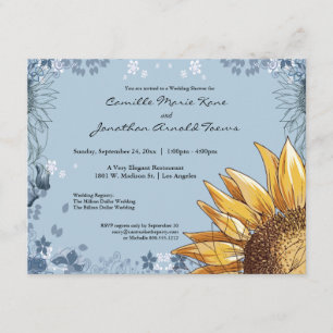 Elegante blaue florale Hochzeitsshower-Einladung Einladung