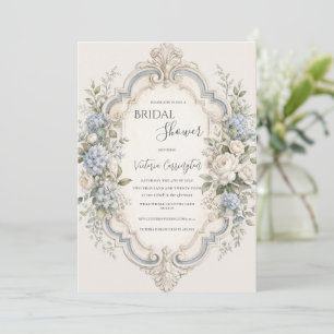 Elegante blaue florale Hortensien Vintage Einladung