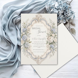 Elegante blaue florale Hortensien Vintage Einladung
