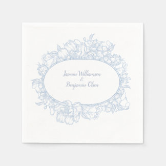 Elegante blaue florale Open-House-Hochzeitsfeier I Serviette