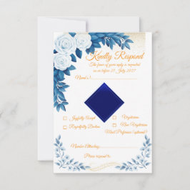 Elegante blaue florale RSVP-Karte RSVP Karte