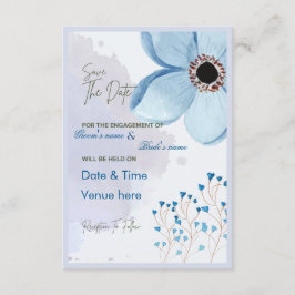 Elegante blaue florale Verlobungs-Save-the-Date-Ka Einladung