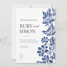 Elegante Blaue Florale Vintage-Hochzeit