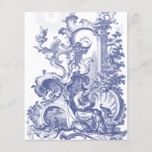 Elegante blaue französische Barock-Toile Flyer