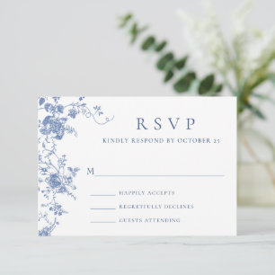 Elegante blaue französische Rosen-Garten-Toile Hoc RSVP Karte