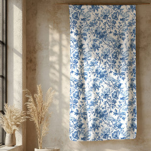 Elegante blaue französische Toile-Rosen Blumendeck Sherpadecke