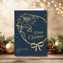 Elegante blaue Frohe Weihnachten Poinsettia gefalt