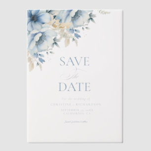 Elegante blaue, geometrische Rahmen Blütenhochzeit