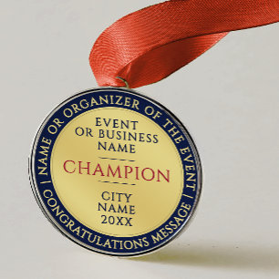Elegante blaue Gold-Champion-Medaille für geschäft Ornament Aus Metall