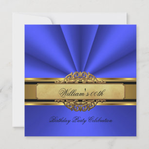Elegante blaue Gold-Geburtstagsfeier Herren Einladung