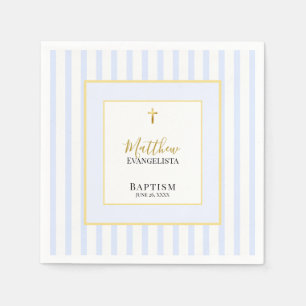 Elegante Blaue Gold-Taufe Serviette