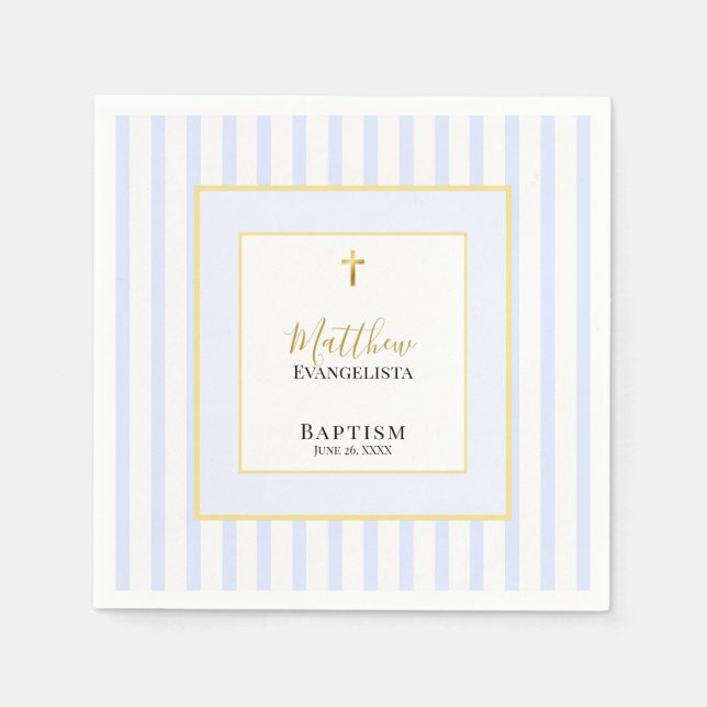 Elegante Blaue Gold-Taufe Serviette (Vorderseite)
