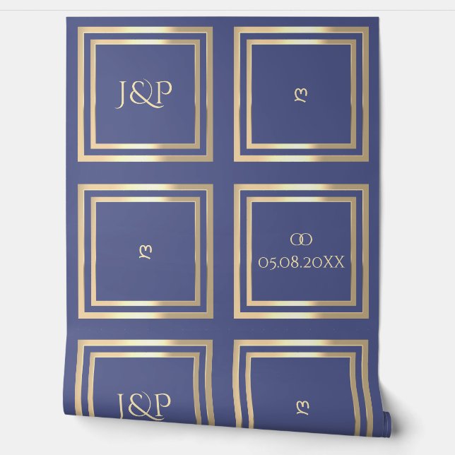 Elegante, blaue goldene Ohrfeige Tapete (Abrollen)