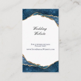 Elegante Blaue Goldfolie-Achat-Hochzeits-Website Begleitkarte