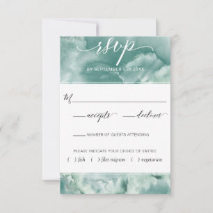Elegante blaue/grüne Wasserfarbe mit Optionen für RSVP Karte