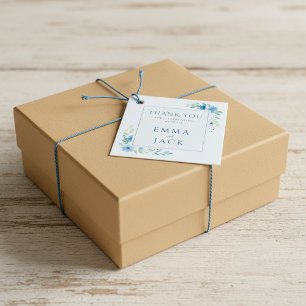 Elegante blaue Grünnamen Hochzeit Geschenkanhänger