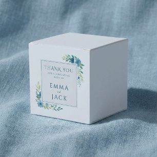 Elegante blaue Grünnamen Hochzeit Geschenkschachtel