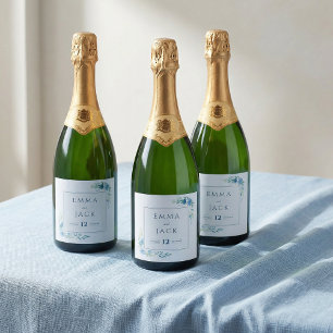 Elegante blaue Grünnamen und Datum Hochzeit