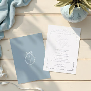 Elegante blaue handgezeichnete Schleife und Band H Folieneinladung