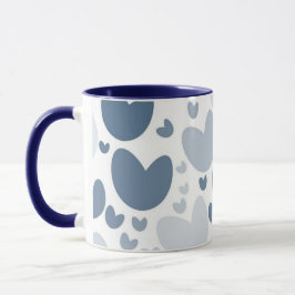 Elegante Blaue-Herzen-Ästhetik-Zweifarben-Kaffeeta Tasse
