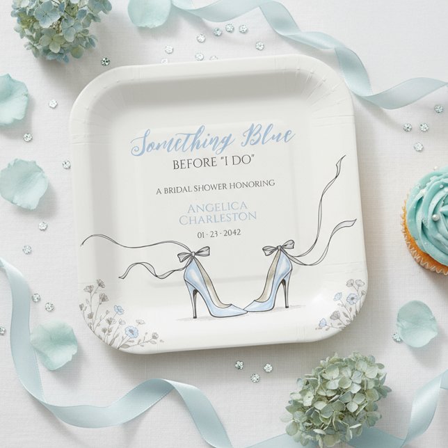 Elegante blaue High Heels-Brautparty Pappteller (Elegant Blue Heels Bridal Shower Paper Plates
)