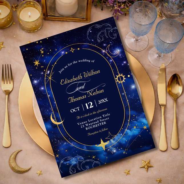 Elegante, blaue himmlische Einladung (Von Creator hochgeladen)