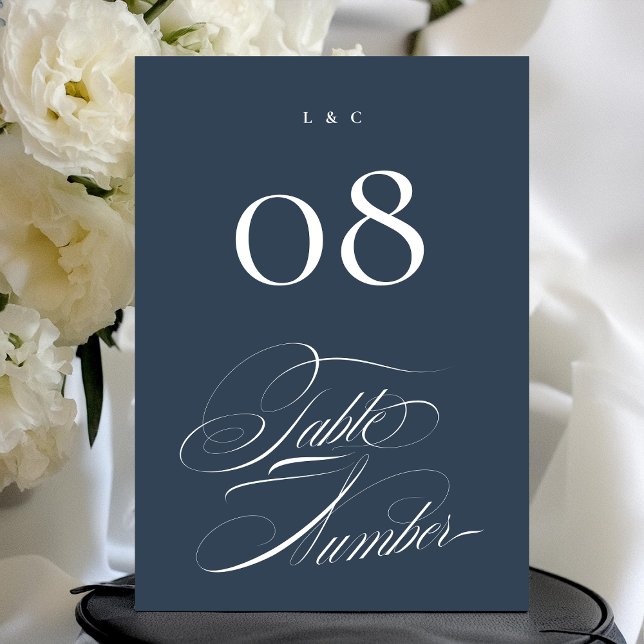 Elegante Blaue Hochzeit 5 x 7 Tischnummern (Von Creator hochgeladen)