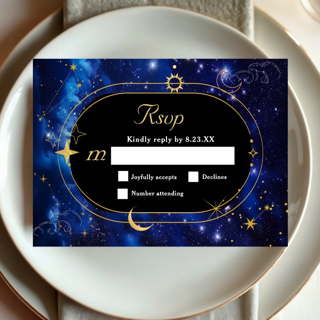 Elegante blaue Hochzeit RSVP Karte (Von Creator hochgeladen)