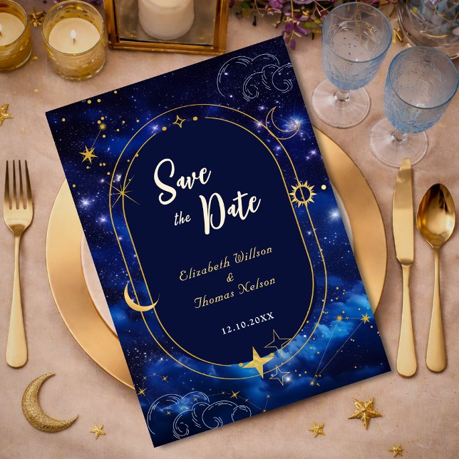 Elegante blaue Hochzeit Save The Date (Von Creator hochgeladen)