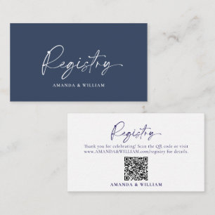 Elegante blaue Hochzeits-Wunschkarten mit QR-Code  Begleitkarte