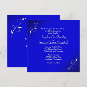 Elegante blaue Hochzeitseinladung Einladung