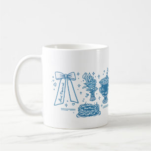 Elegante blaue Hochzeitsfeier-Ikonen Collage Kaffeetasse