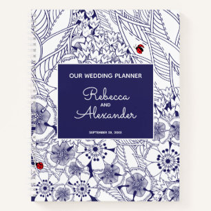 Elegante Blaue Hochzeitsplanung Notizbuch