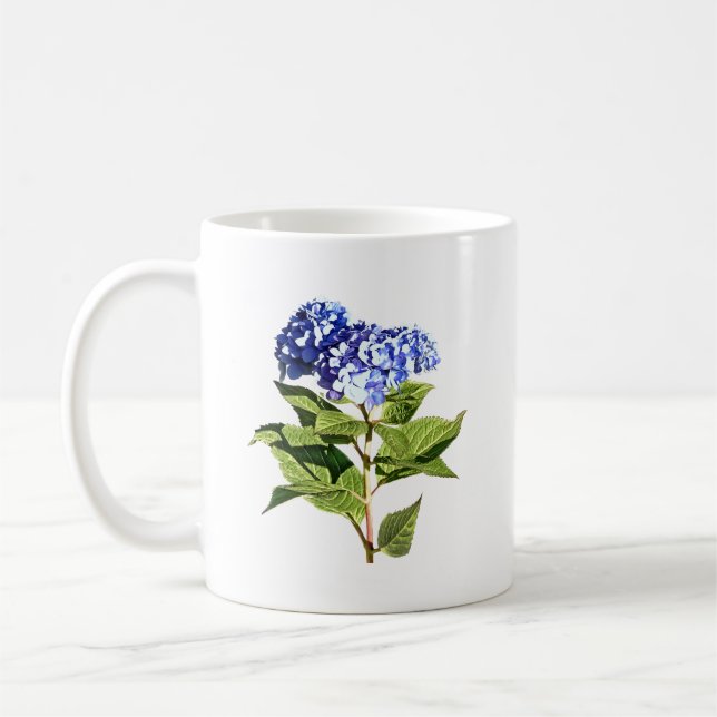 Elegante Blaue Hortensie Kaffeetasse (Links)