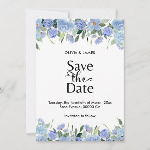 Elegante Blaue Hortensie Save The Date