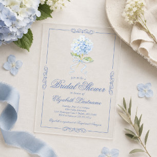 Elegante blaue Hortensien-Brautjungfern-Einladung  Acryleinladungen