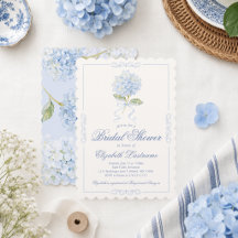 Elegante blaue Hortensien-Brautjungfern-Einladung