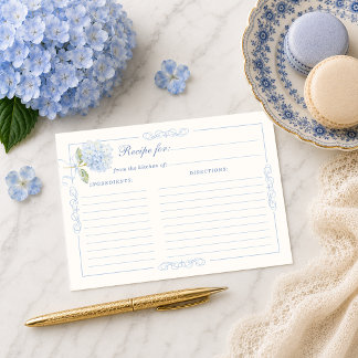 Elegante Blaue Hortensien-Brautparty-Rezept Begleitkarte