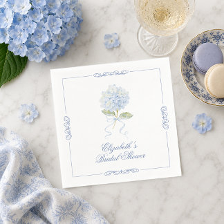 Elegante blaue Hortensien-Brautparty Serviette