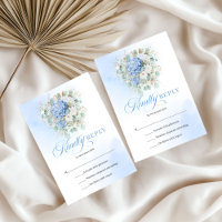 Elegante blaue Hortensien Goldene Hochzeits-RSVP-K