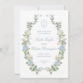 Elegante blaue Hortensien-Hochzeit - Save-the-Date Save The Date