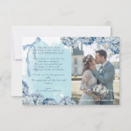 Elegante Blaue Hortensien-Hochzeits-Dankeskarten RSVP Karte