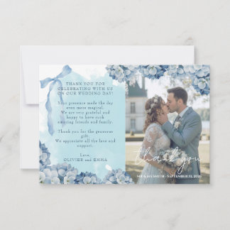 Elegante Blaue Hortensien-Hochzeits-Dankeskarten RSVP Karte